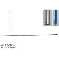 ASTA TELESCOPICA ATTACCO UNIVERSALE A 2 SEZIONI DA 360CM RETINO ASPIRATORI 58279