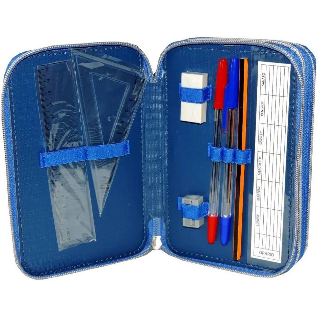 ASTUCCIO 3 SCOMPARTI ZIP CERNIERE COMPLETO TRIPLO LILO E STITCH ACCESSORI SCUOLA