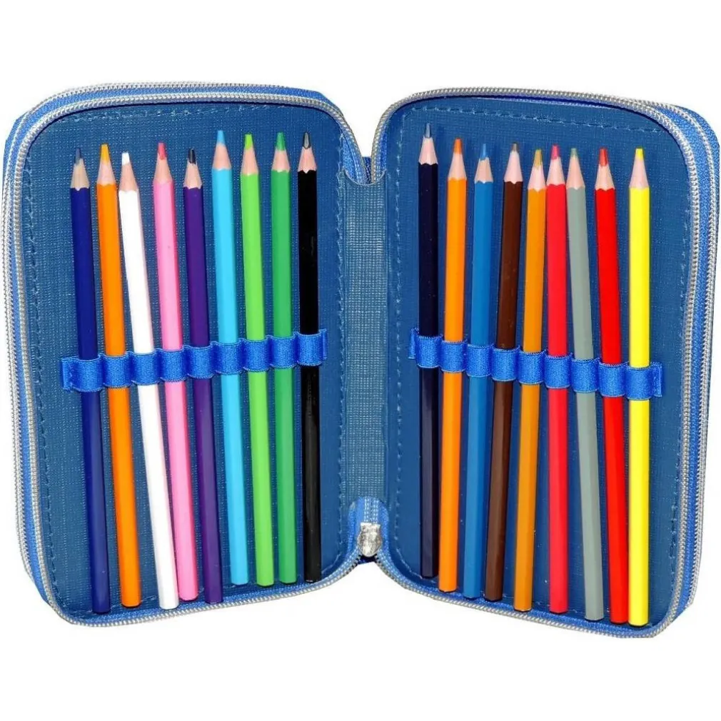 ASTUCCIO 3 SCOMPARTI ZIP CERNIERE COMPLETO TRIPLO LILO E STITCH ACCESSORI SCUOLA