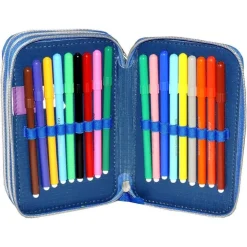 ASTUCCIO 3 SCOMPARTI ZIP CERNIERE COMPLETO TRIPLO LILO E STITCH ACCESSORI SCUOLA