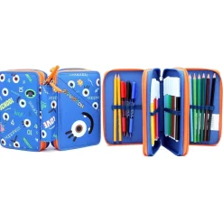 ASTUCCIO 3 ZIP 3 SCOMPARTI COLORE BLU FUNNY HAPPINESS SMEMORANDA