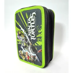 ASTUCCIO 3 ZIP SCOMPARTI CERNIERE TARTARUGHE NINJA TURTLES FANTASIA ACCESSORIATO