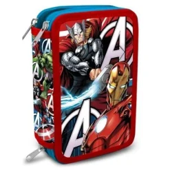 Astuccio Avengers 3 ZIP Triplo Scomparto Accessoriato Completo Scuola Bambino