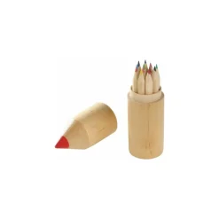 ASTUCCIO IN LEGNO CON 12 PASTELLI COLORATI PORTAPASTELLI A FORMA DI MATITA