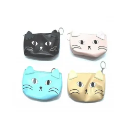 ASTUCCIO PORTA TRUCCO ORECCHIE GATTO POCHETTE PORTAPENNE PASTELLI MATITE BORSA ZIP