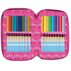 ASTUCCIO PORTAPASTELLI SCUOLA 3 ZIP PRINCIPESSE CENERENTOLA ACCESSORIATO PENNERELLI