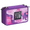 ASTUCCIO PORTAPASTELLI SCUOLA 3 ZIP YUB MURALES PASTELLI PENNARELLI VIOLA ROSA