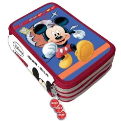 ASTUCCIO PORTAPASTELLI SCUOLA 3 ZIP TOPOLINO ACCESSORIATO PASTELLI PENNARELLI