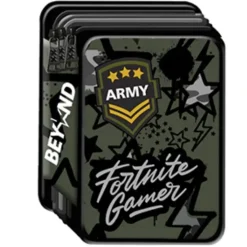 ASTUCCIO PORTAPENNE PASTELLI 3 SCOMPARTI CON ZIP BEYOND BOY NERO VERDE MILITARE