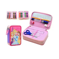 ASTUCCIO PRINCIPESSE DISNEY RAPUNZEL BELLA CENERENTOLA 3 ZIP ACCESSORIATO SCUOLA
