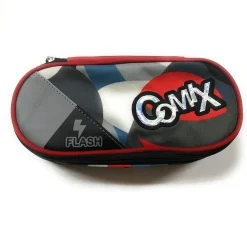 ASTUCCIO SCUOLA OVALE COMIX FLASH ORGANIZZATO PORTAPENNE 22 X 5 X 7 CM ROSSO NERO
