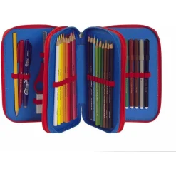 ASTUCCIO SCUOLA SUPER MARIO 3 SCOMPARTI ZIP COMPLETO DI CANCELLERIA PENNARELLI