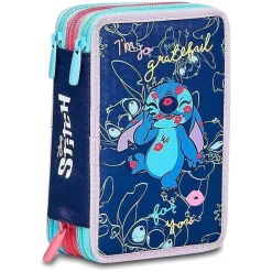 ASTUCCIO STITCH E LILO 3 ZIP PER SCUOLA ELEMENTARE COMPLETO DI ACCESSORI SEVEN