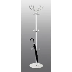 ATTACCAPANNI APPENDIABITI DA TERRA CON 17 GANCI IN METALLO CROMO BIANCO BASE IN MARMO 175CM