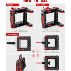 ATTREZZATURA PER ALLENAMENTO MULTIFUNZIONALE RUOTA FLESSIONI E BANDE RESISTENZA