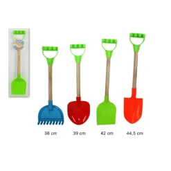 ATTREZZI PER MARE CON MANICO IN LEGNO SPIAGGIA PALA RASTRELLO VANGA 4 MODELLI
