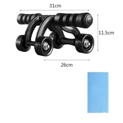 ATTREZZO PER ADDOMINALI FLESSIONI PETTO GLUTEI SPALLE 4 RUOTE + TAPPETINO FITNESS