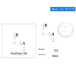 AURICOLARE BLUETOOTH BT5.0 CUFFIE DUOPODS II XS CORDLESS PER SMARTPHONE AU-BT019