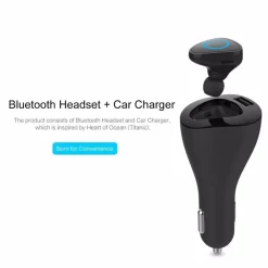AURICOLARE BLUETOOTH MINI WIFI USB MICROFONO CARICACATORE AUTO PER SMARTPHONE