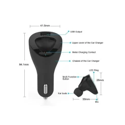 AURICOLARE BLUETOOTH MINI WIFI USB MICROFONO CARICACATORE AUTO PER SMARTPHONE