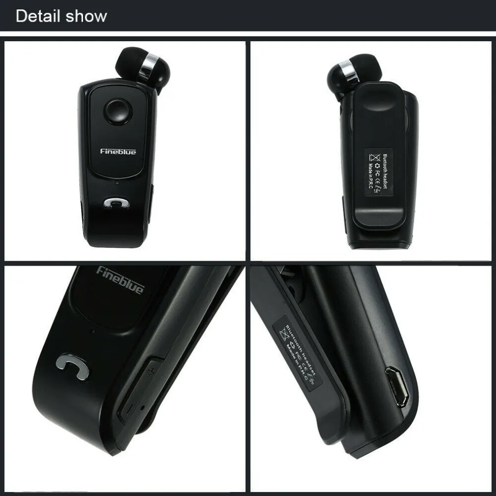 AURICOLARE CON CUFFIA RETRATTILE RETRAIBILE CLIP FINEBLUE F920 PER SMARTPHONE