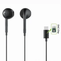 AURICOLARE IN-EAR CUFFIE 1.2MT CONNETTORE TYPE-C DAC CHIP PER SMARTPHONE AU-TC01