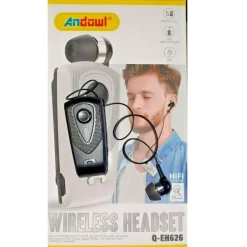 AURICOLARE WIRELESS ALTOPARLANTE BLUETOOTH 5.1 MUSICA STEREO RETRATTILE Q-HE626