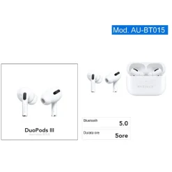 AURICOLARI BLUETOOTH CUFFIE DUO PODS III BT5.0 SENZA FILI SMARTPHONE AU-BT015