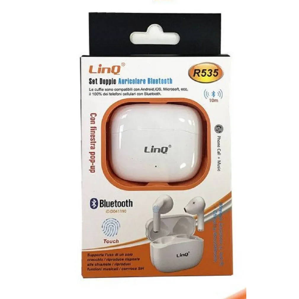 AURICOLARI CUFFIE BLUETOOTH WIRELESS CONTROLLO TOUCH CON SCATOLA DI RICARICA R535
