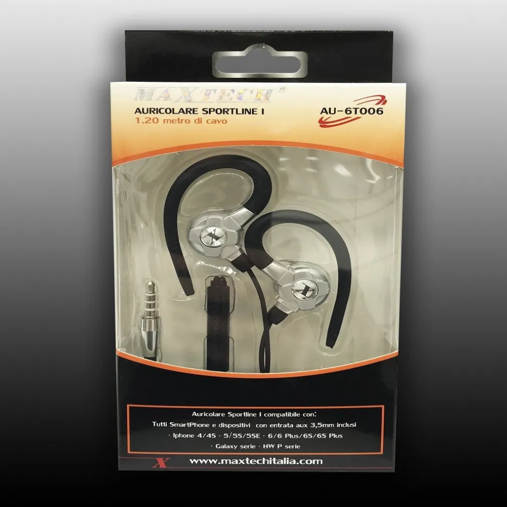 AURICOLARI CUFFIE CON FILO AUDIO MICROFONO PER CELLULARI SMARTPHONE MAXTECH AU-6T006