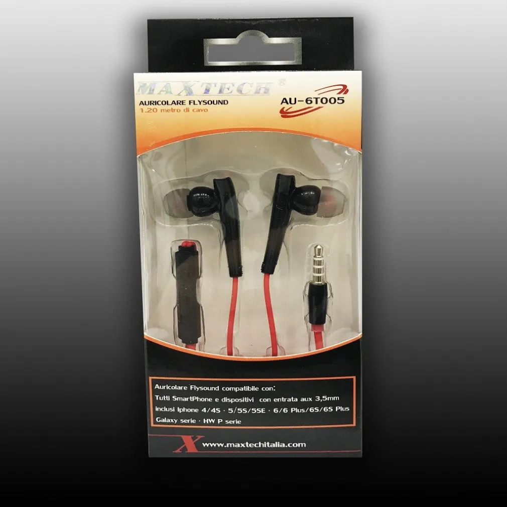 AURICOLARI CUFFIE CON FILO AUDIO MICROFONO PER SMARTPHONE CELLULARI MAXTECH AU-6T005