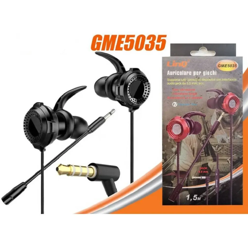 AURICOLARI CUFFIE GAMING JACK 3,5MM CONSOLE PC PER GIOCHI FILO 1.5 MT GME5035