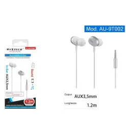 AURICOLARI CUFFIE IN-EAR AUX 3,5MM PER SMARTPHONE FILO 1,2 MT SUONO 4D AU-9T002