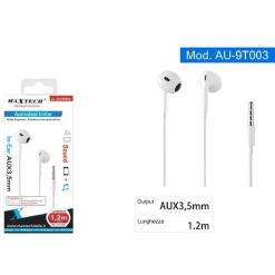 AURICOLARI CUFFIE IN-EAR CAVO DA 1,2MT CONNETTORE AUX 3,5MM SMARTPHONE AU-9T003