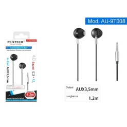 AURICOLARI IN-EAR CUFFIE FILO 1,2MT CONNETTORE AUX 3,5MM PER SMARTPHONE AU-9T008