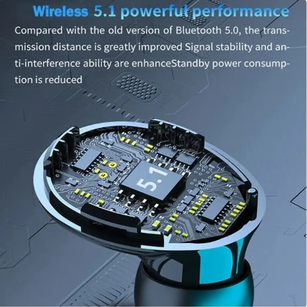 AURICOLARI SPORTIVI WIRELESS TWS CUFFIE BLUETOOTH 5.1 IMPERMEABILI SUONO AD ALTA FEDELTÀ