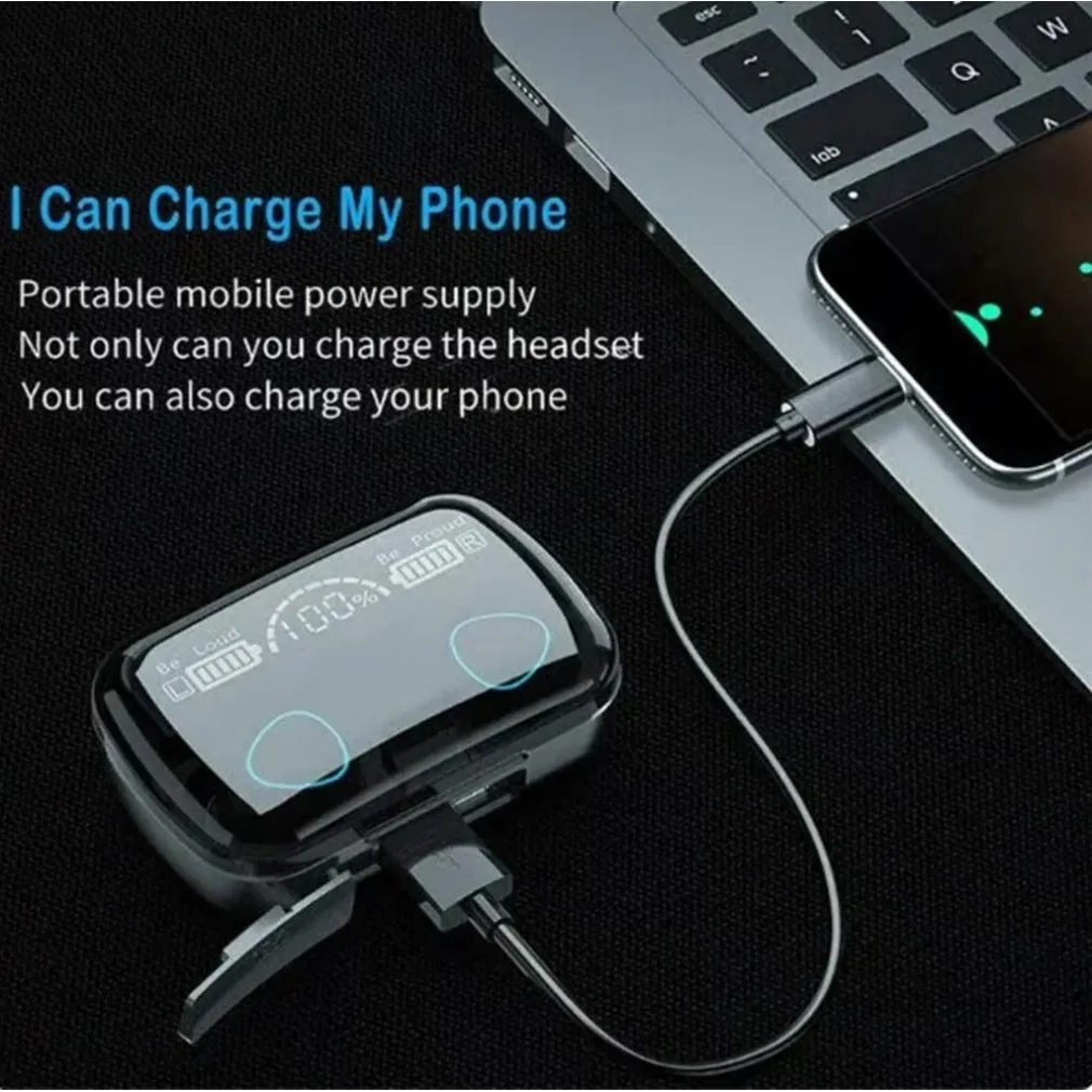 AURICOLARI SPORTIVI WIRELESS TWS CUFFIE BLUETOOTH 5.1 IMPERMEABILI SUONO AD ALTA FEDELTÀ