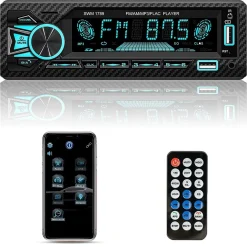 AUTORADIO BLUETOOTH 5.1 VIVAVOCE 1 DIN AUX MP3 2 USB AM FM DISPLAY LCD 1801 24V