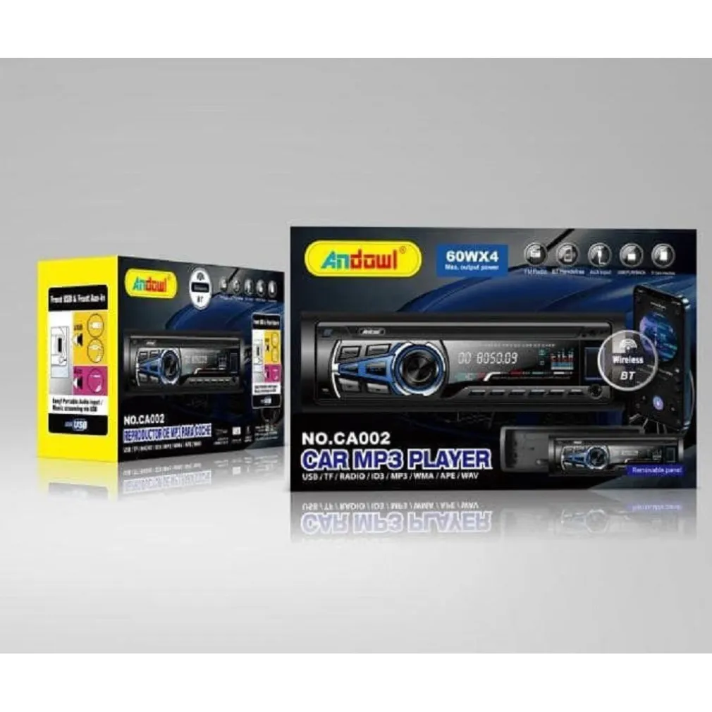 AUTORADIO LETTORE MP3 SISTEMA AUDIO AUTO 1 DIN BT USB AUX FM SD CARD MP3 CA002