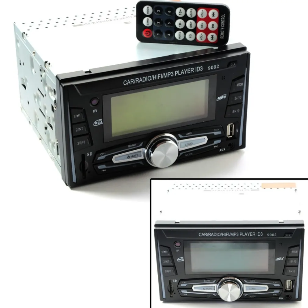 AUTORADIO PER AUTO DOPPIO DIN USB SD FM MP3 AUX 25Wx4 LETTORE SD MP3-9002