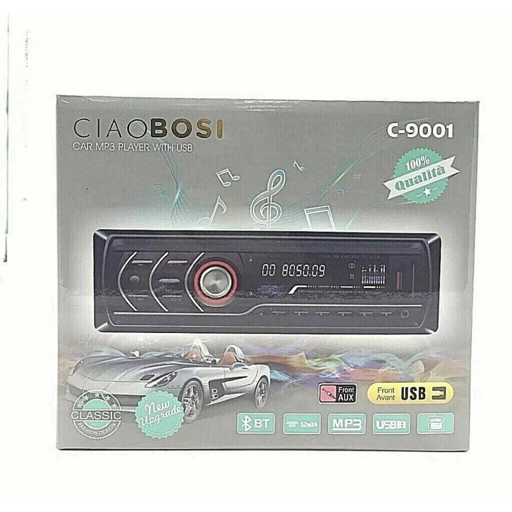 AUTORADIO STEREO PER AUTO LETTORE MP3 BLUETOOTH AUX USB SD TELECOMANDO CX-9001