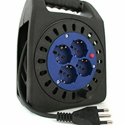 AVVOLGICAVO ELETTRICO PROLUNGA CORRENTE AVVOLGI CAVO 15 METRI 4 PRESE SCHUKO 2P