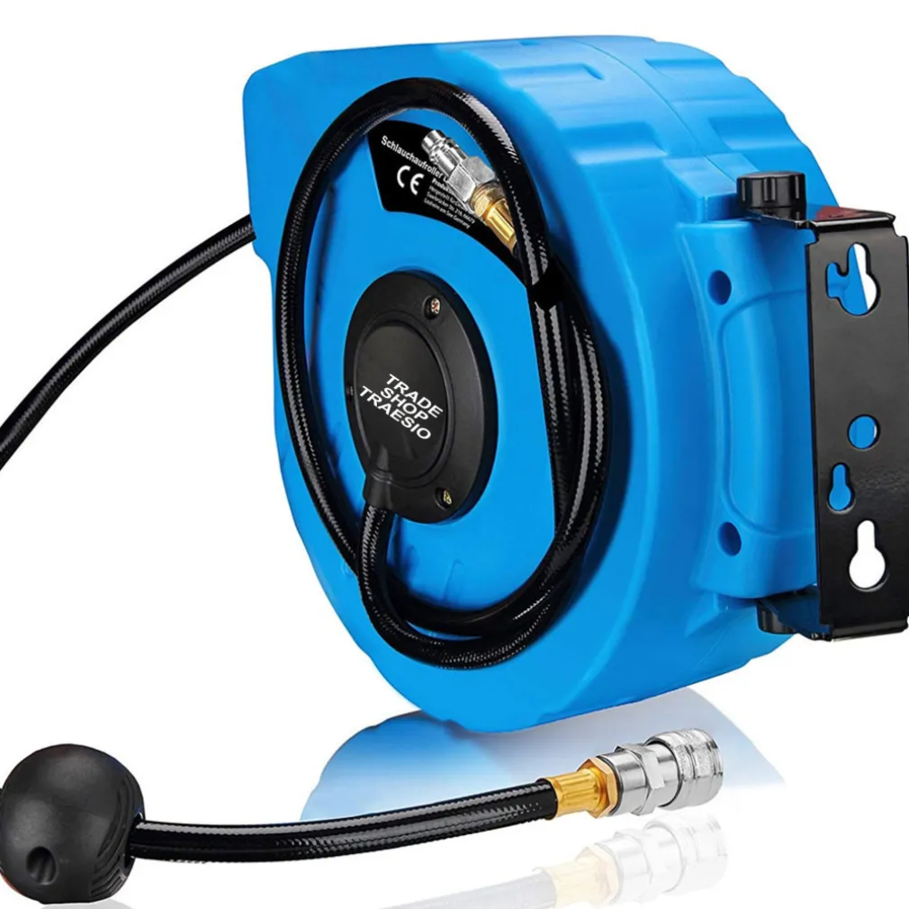 AVVOLGITUBO ARIA COMPRESSA CON TUBO 15 MT ATTACCO 1/4 FISSAGGIO A PARETE MURO