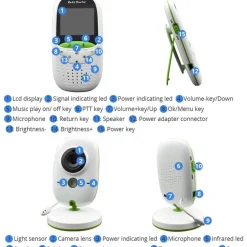 BABY MONITOR SCHERMO LCD 2″ MONITORAGGIO BAMBINO WIRELESS VIDEO A 2 VIE Q-SX904