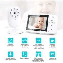 BABY MONITOR VIDEOCAMERA SCHERMO 3.5" WIRELESS CON FOTOCAMERA VISIONE NOTTURNA