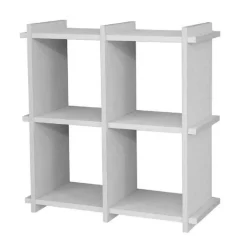 BACHECA SCAFFALE DA PARETE MENSOLA IN LEGNO BIANCO 35X13X35CM 4 SCOMPARTI 782459