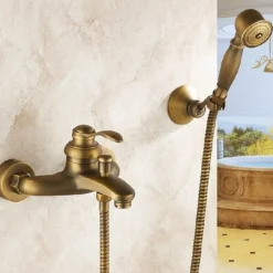 BAGNO MISCELATORE ESTERNO DOCCIA A PARETE DOCCETTA OTTONE RUBINETTO VINTAGE