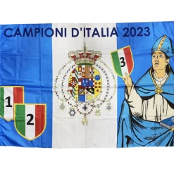 BANDIERA CON SAN GENNARO REGNO DELLE DUE SICILIE NAPOLI CAMPIONE D'ITALIA 2023