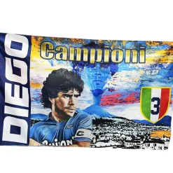 BANDIERA FORZA NAPOLI 3 SCUDETTO DIEGO MARADONA VESUVIO CAMPIONE ITALIA 90x140CM
