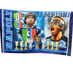 BANDIERA FORZA NAPOLI 3 SCUDETTO DIEGO MARADONA OSIMHEN CAMPIONE D'ITALIA 90x140